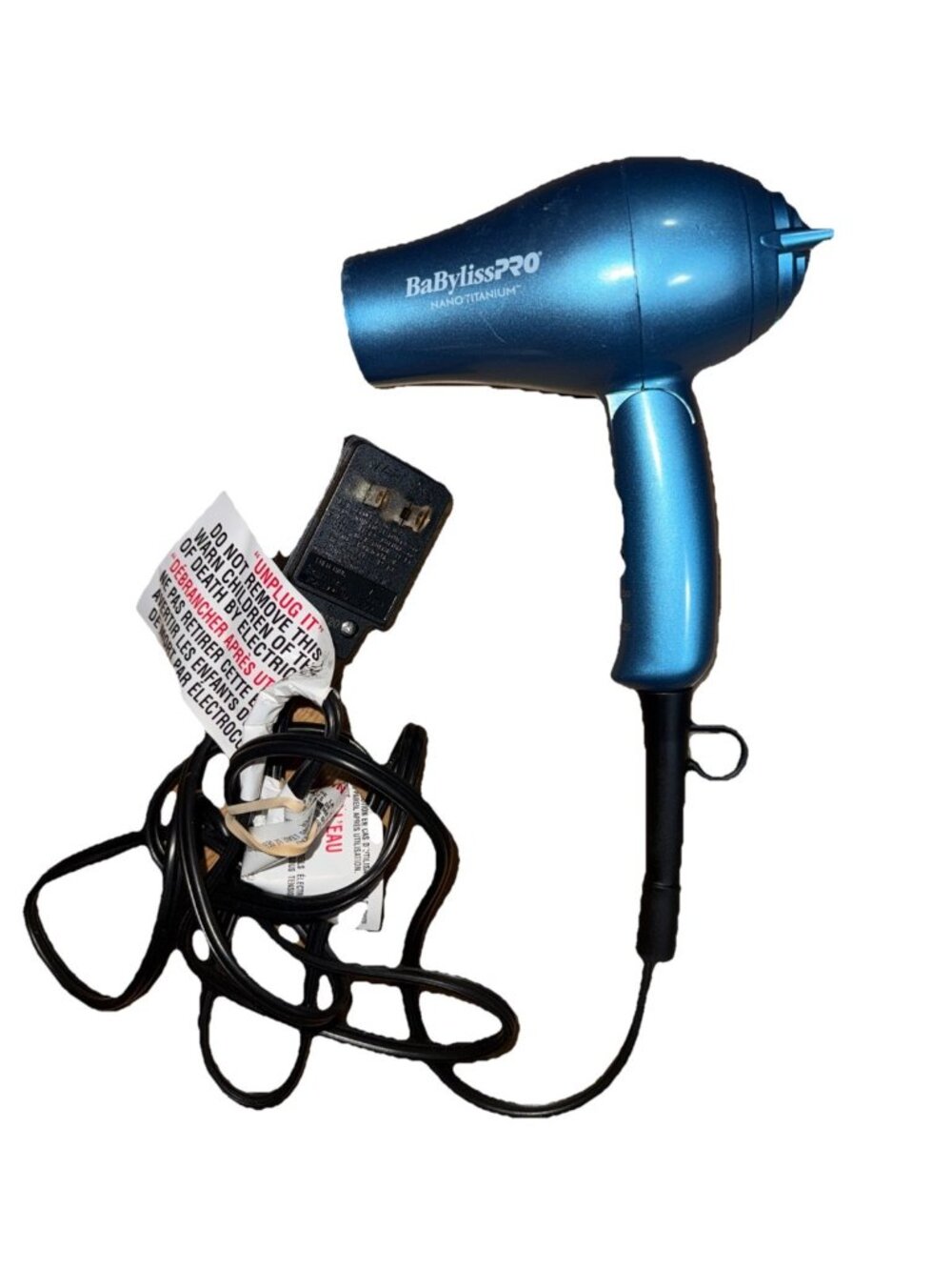 BaByliss PRO Nano Titanium Folding Travel Hair Blow Dryer Blue Tested